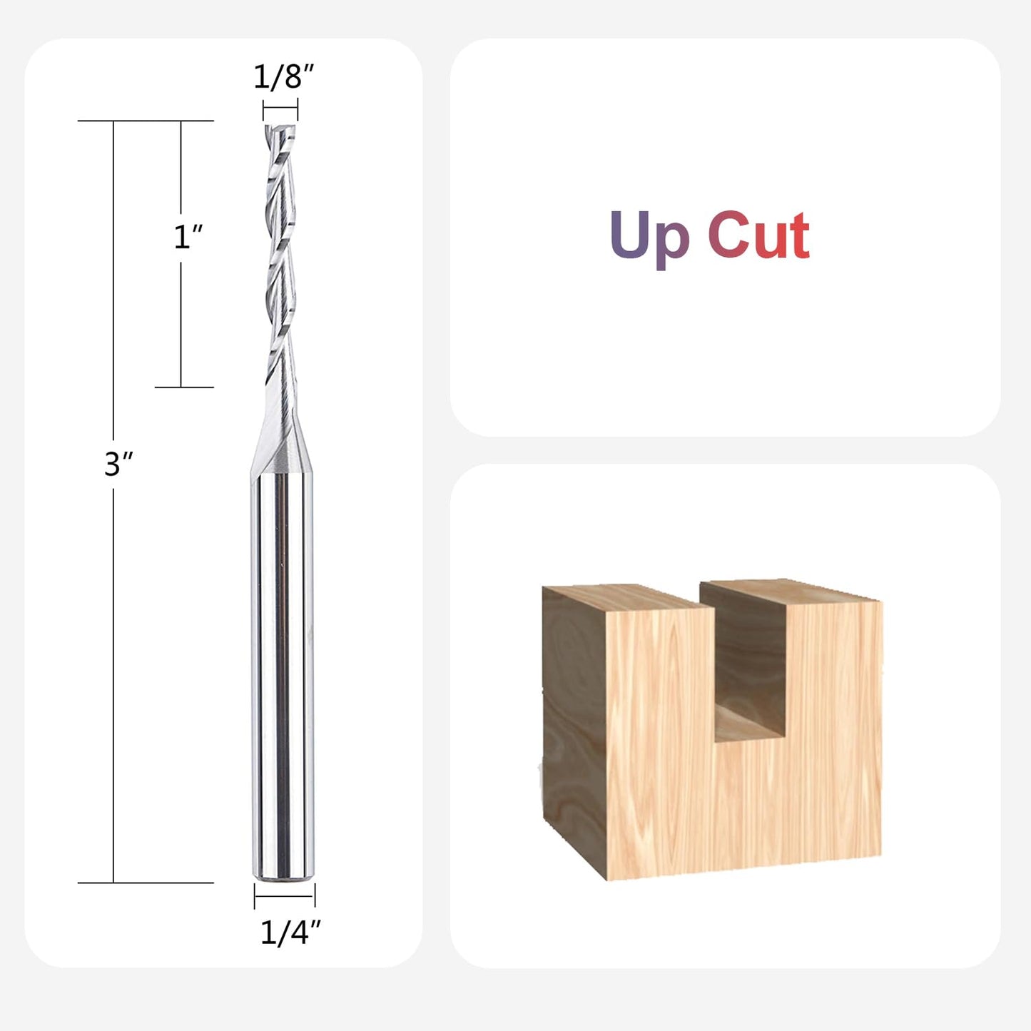 SpeTool 5PCS Spiral Upcut Router Bit Set with 1/8 Inch Cutting Diameter 1/4 Inch Shank Router Bits Slot Inlay Cutter Carbide CNC Bits for Woodworkking