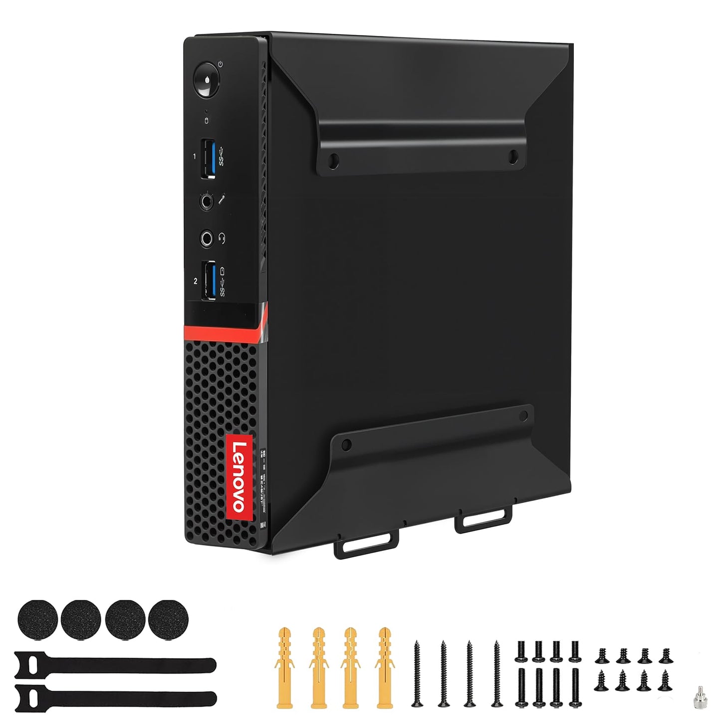 2 Pack Mini PC VESA Mount Compatible with Lenovo Thinkcentre Tiny M90q Gen2, M80q Gen3, M90q Gen3, M90q Gen2, M70q Gen2, M60e, M75q Gen2, Under Desk and Wall Mount,75x75mm or 100x100mm Monitor Arm
