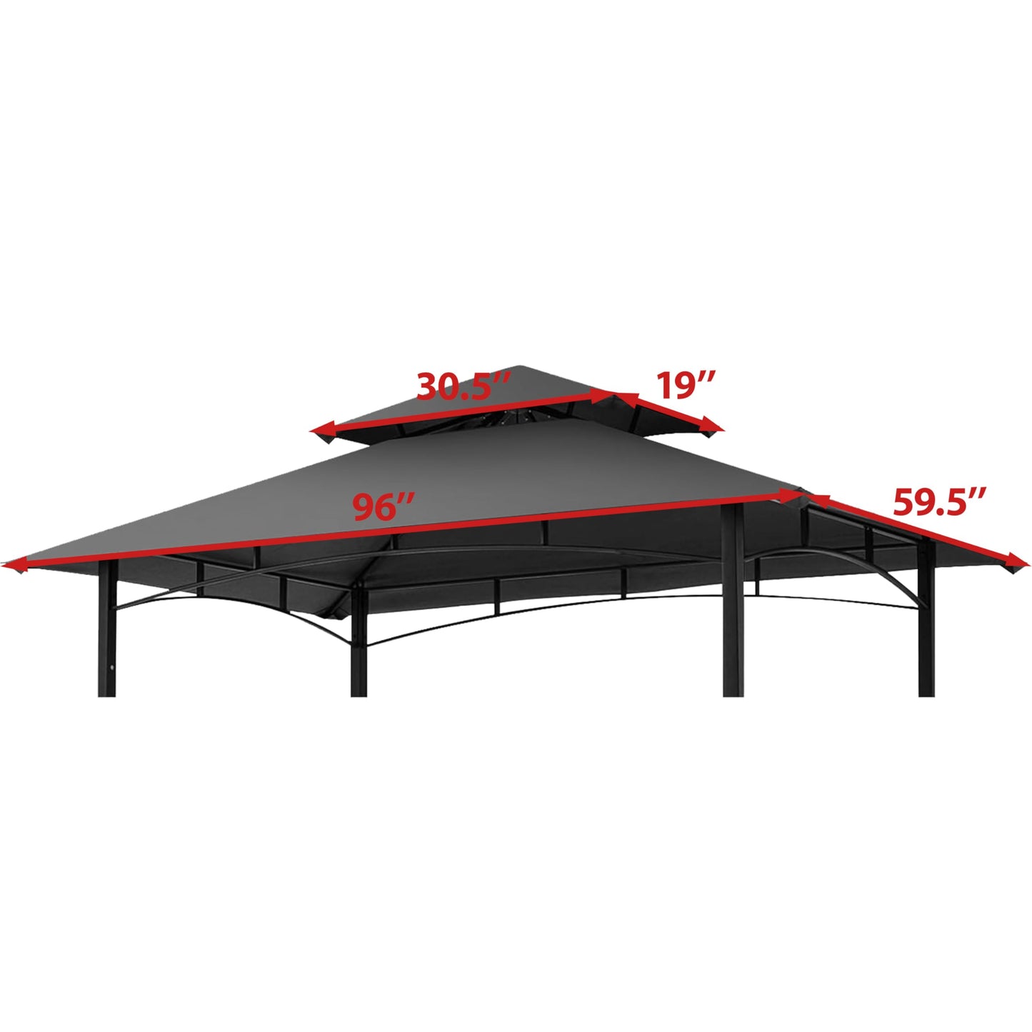 Coastshade Replacement Gill Gazebo BBQ Canopy Top for Model #L-GG001PST-F,8x5 Gazebo Grill Canopy BBQ Gazebos Top Only,Gray