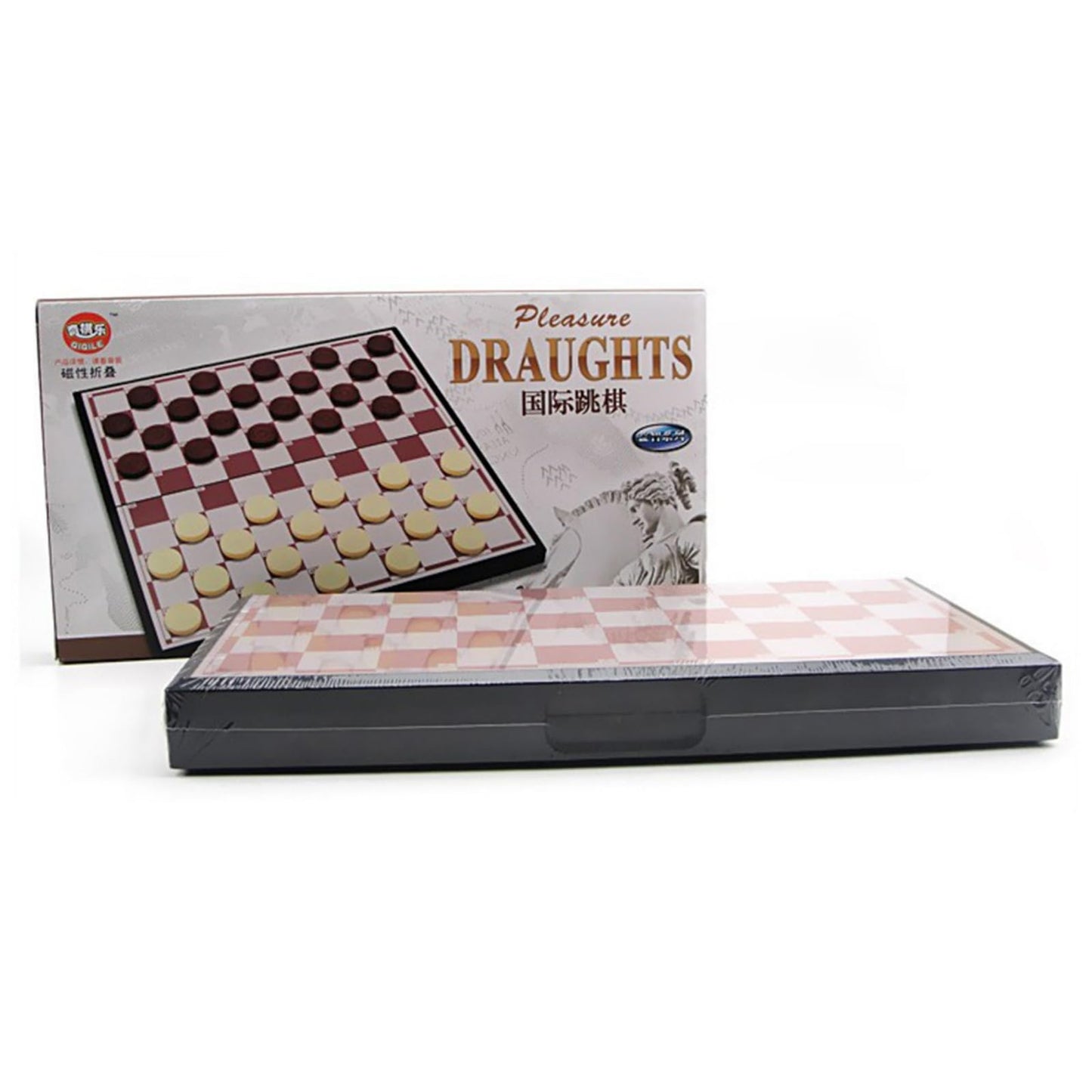 Balacoo Large Checkers Board Game, Folding International Draught for Kids and Adults, Portable Storage Chess and Checkers Board Set Game (11.2 Inch)