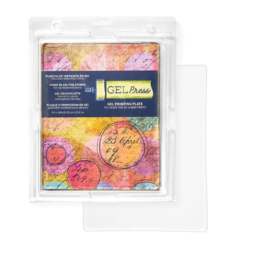 Gel Press Monoprinting Print Plate - 8” X 10” (20.3 X 25.4 cm) Gel Plate - Printmaking Supplies - Reusable Gel Printing Plates for Press Art for Card Making, Scrapbooking, Journaling, Arts & Crafts