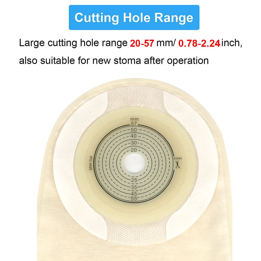 20PCS Colostomy Bag,Colostomy Supply, One Piece Drainable Ostomy Bag for Colostomy Ileostomy Stoma Care (Cut-to-Fit)
