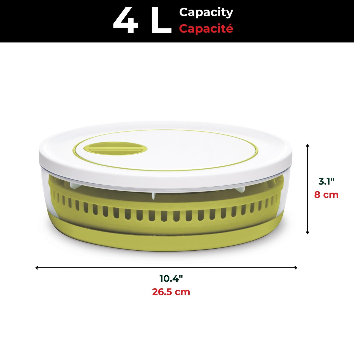 Starfrit Collapsible Salad Spinner - 4L Capacity - Compact Storage - Basket Doubles as Colander - Bowl Can Be Used for Serving