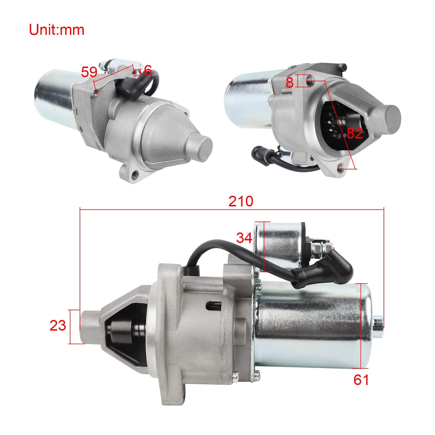 FLYPIG Starter Motor for Honda GX340 GX390 Engine 11HP Clone Generator Afron Replaces 31210-ZB8-0130 31210-ZE3-013 31210-ZE3-023 DB5B6 DB5B8 128000-2750 31210ZB80130