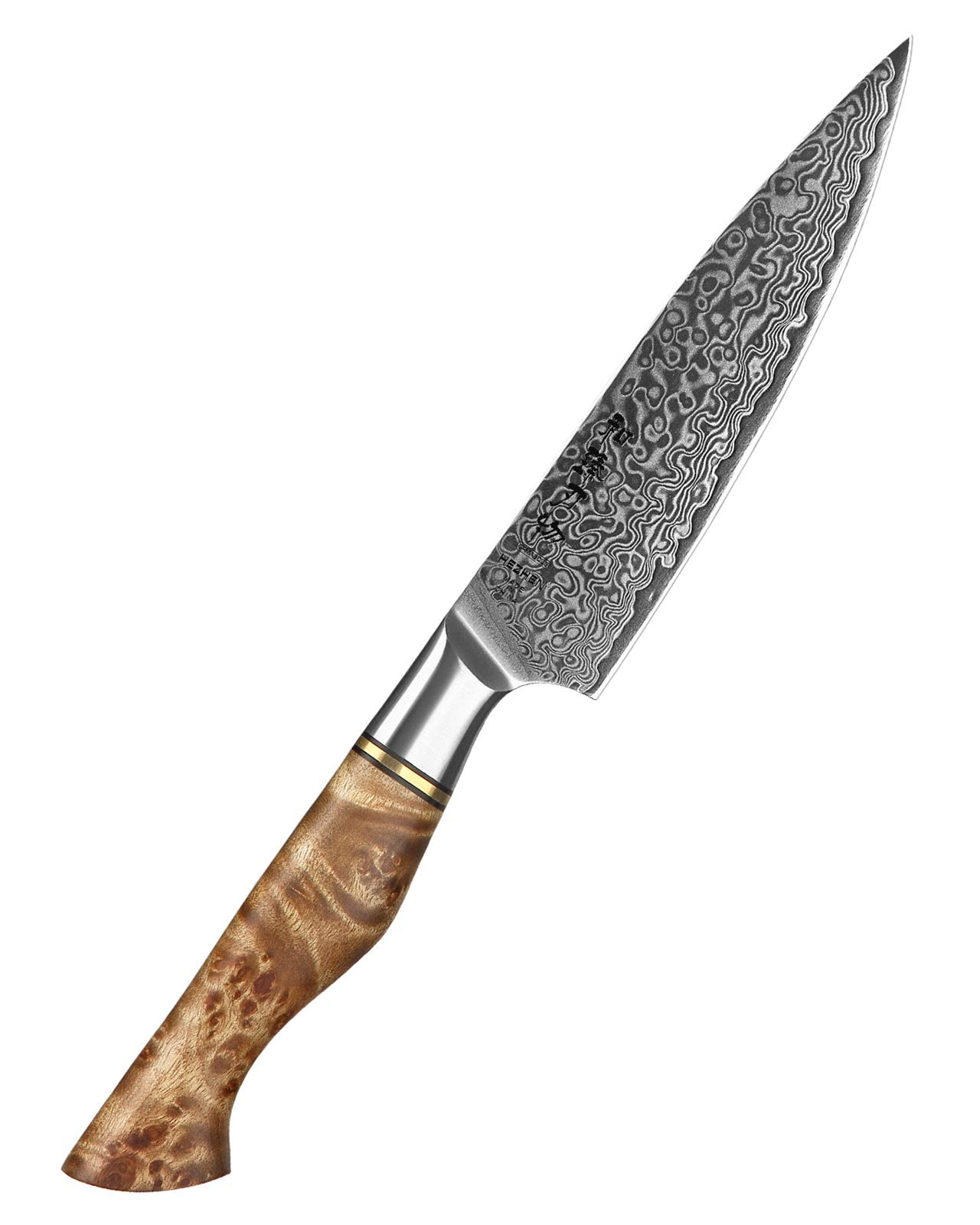 HEZHEN 5 inch Utility Knife Kitchen with Razor Sharp- Damascus Steel with Rose Pattern Multifunctional VG10 Professional Paring-Fruit Knife- Master Series Ergonomic Figured Sycamore Wood Handle