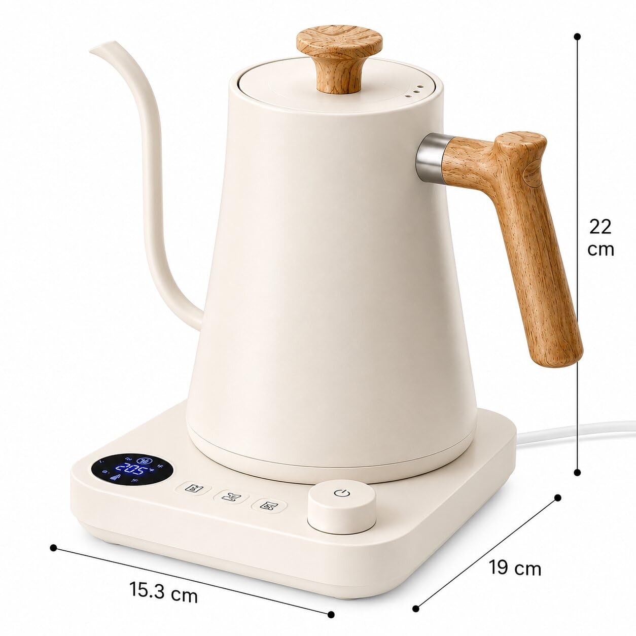 VICBINLY Electric Gooseneck Kettle, Pour Over Coffee and Tea Kettle, 0.9L Tea Kettle, 1200 Watt Quick Heating, Boil-Dry Protection, Temperature Control, Matte White