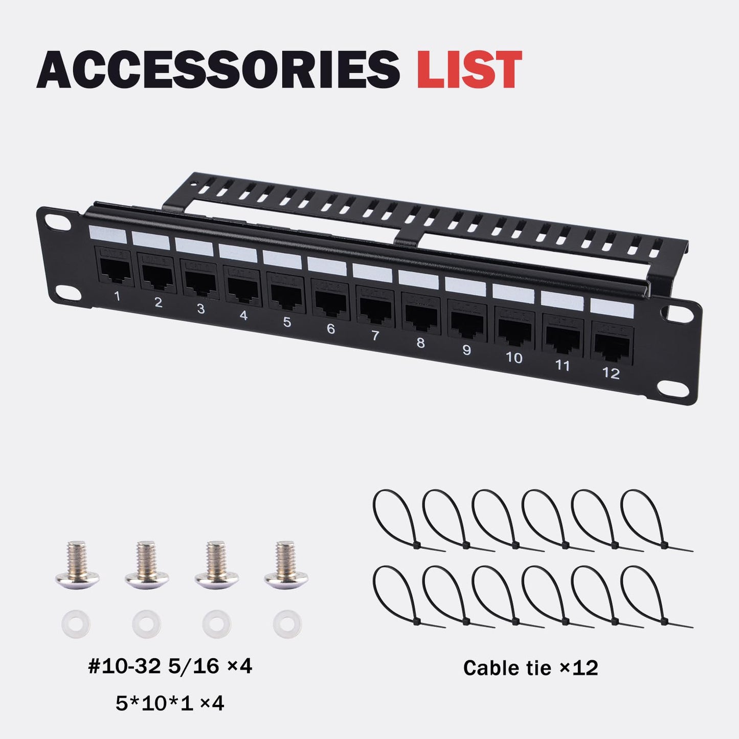 GeeekPi 12-Port Cat6 Patch Panel, 10 inch 1U Rack Mount Modular Panel with Keystone Coupler & Cable Management for DeskPi RackMate T1/T0/T2/T0 Plus/T1 Plus/TL1 10" Width Server Rack & Network Cabinet