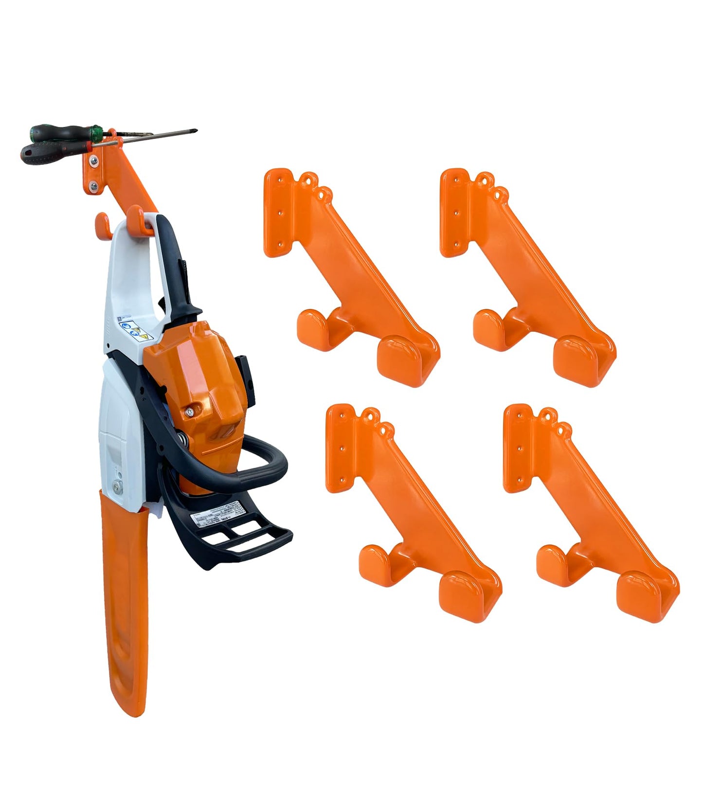 OSROENE Chainsaw Hanger, 4 Pack Chainsaw Wall Mount, Heavy Duty Chainsaw Holder, Garage Organization Garage Storage Shed Organizer Mounted Chainsaw Rack