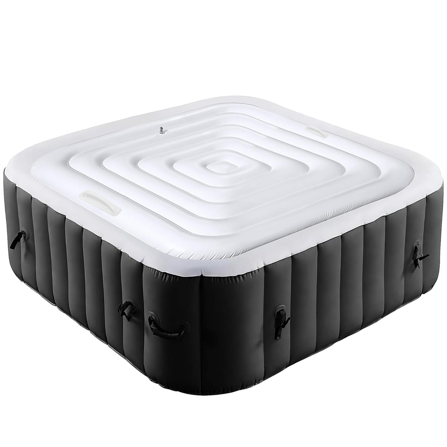 Tlswshsy 5.3 Ft Black Inflatable Hot Tub Cover- Energy Saving lid for Square Hot Tub- Foldable Protective Rain Overflow Cover with Handle for Outdoor Inflatable Hot Tubs