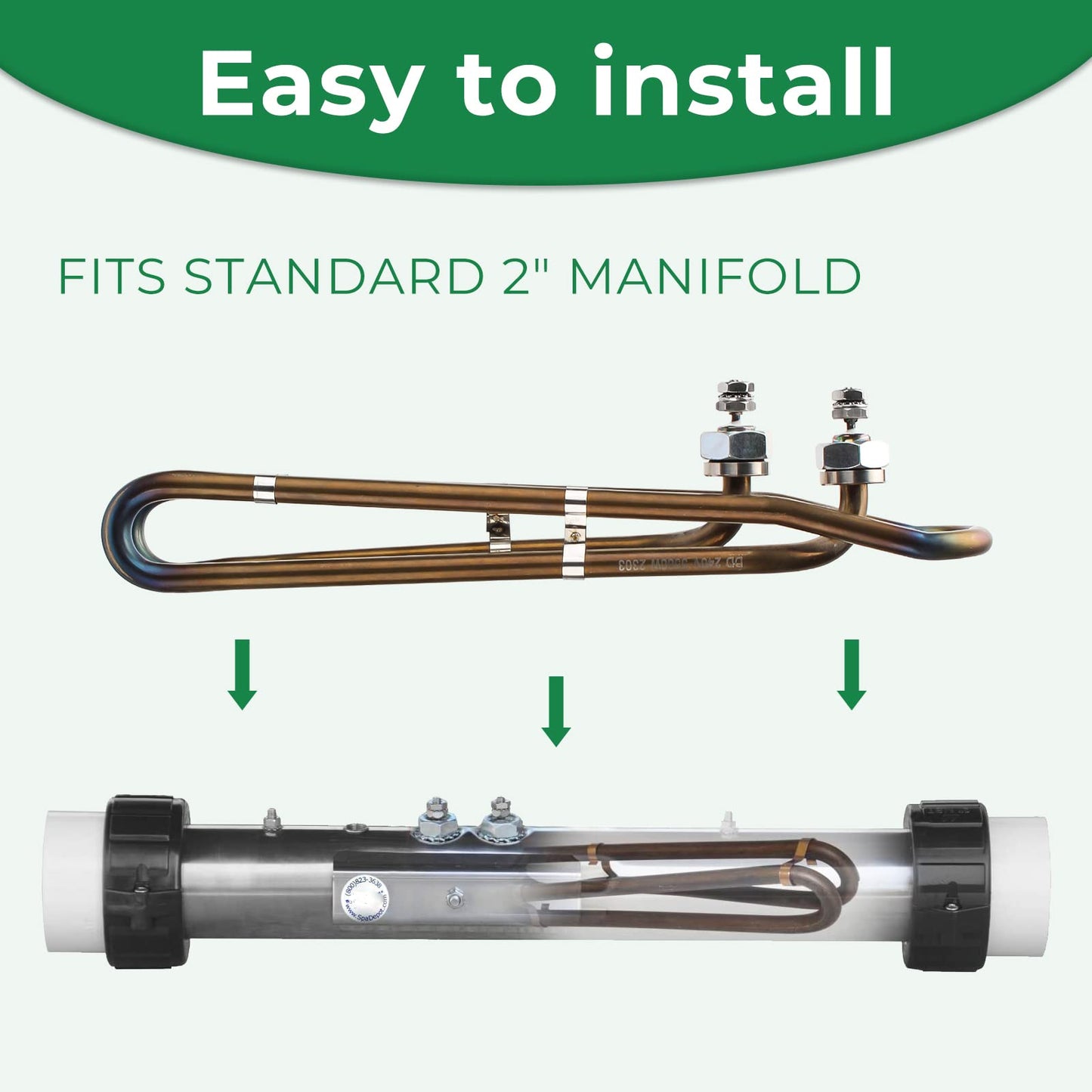 5.5KW 240V Titanium Flo-Thru Universal Heating Element, Hot Tub Heater Element with Mounting Hardware Replacement for Balboa Spa Heater Element, Applicable in Spas Electric Heaters Or Swimming Pools