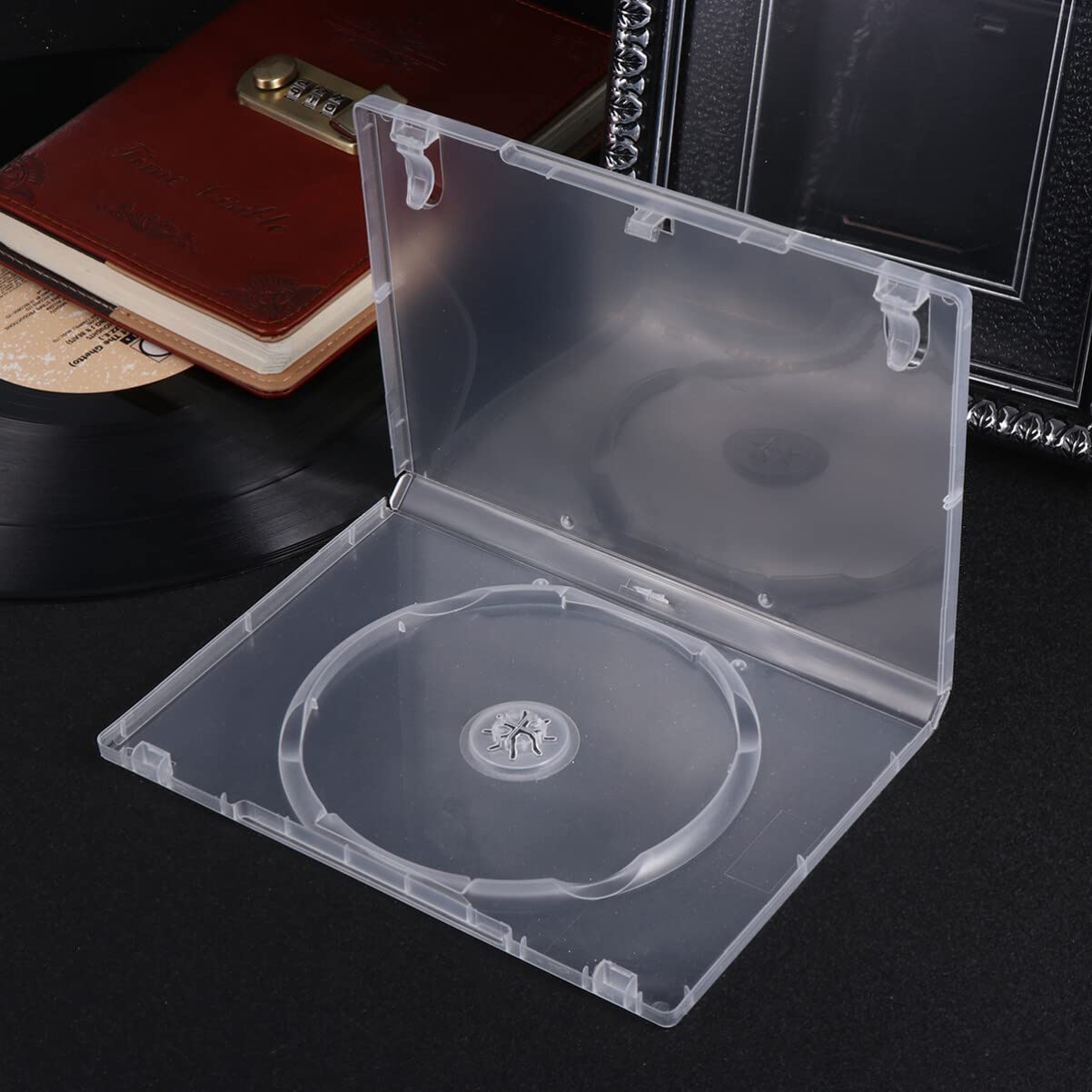 Hemobllo 6-Pack Clear CD/DVD Storage Cases 19x13.5x1.4 cm PP – Holds 15 Discs Each, Label Window for Quick ID, Slim Portable Organizer for Travel, Car & Home Media Libraries