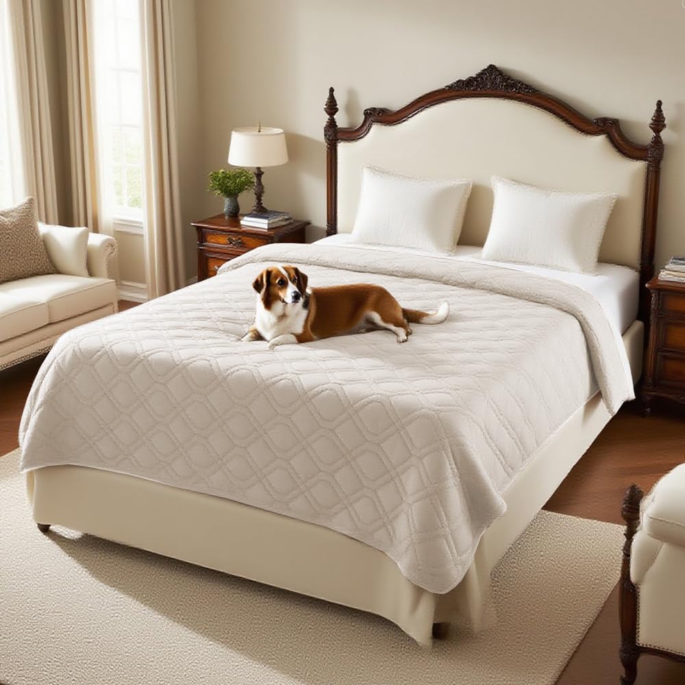 Prince Deco Waterproof Blanket Dog Bed Cover with Non-Slip Back Pet Blanket for Furniture Bed Couch Sofa(52x82 Inch,French Oak)