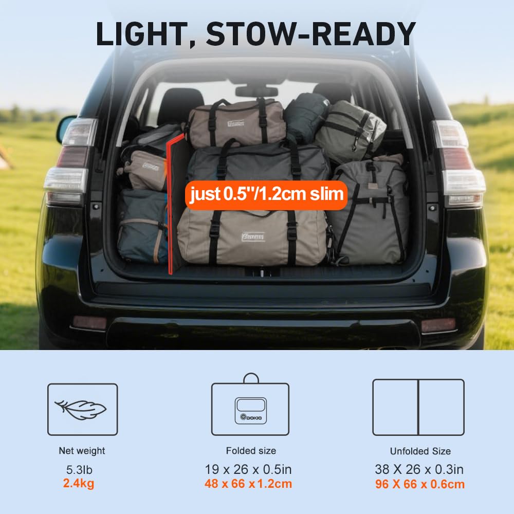 DOKIO 110w 18v Portable Foldable Solar Panel Kit (21x28inch, 5.9lb) Solar Charger With Controller 2 Usb Output To Charge 12v Batteries/Power Station (AGM, Lifepo4) Rv Camping Trailer Emerge……