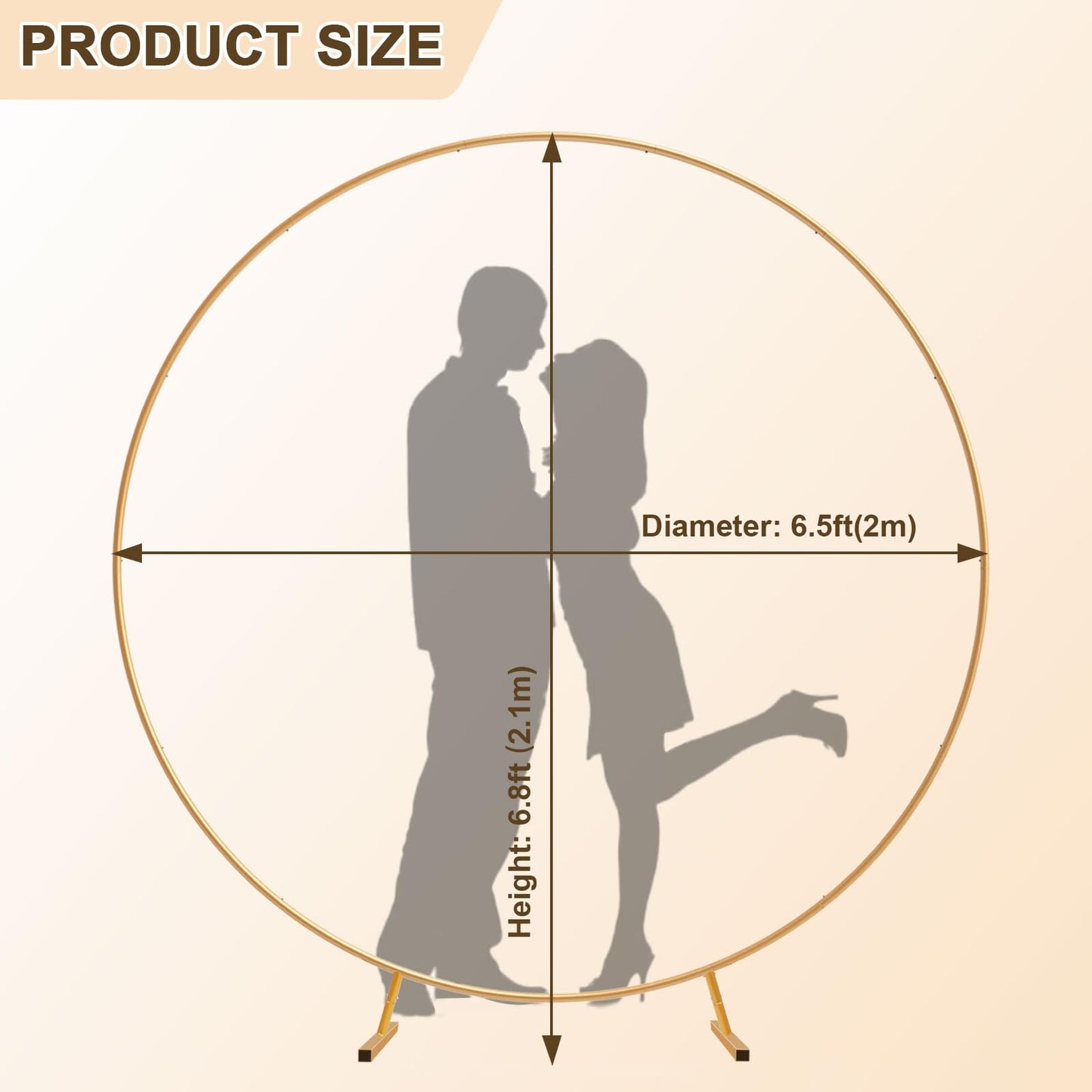 Chamvis Round Backdrop Stand, 6.9ft (2.1m) Gold Circle Round Wedding Arch Stand Plant Support: for Wedding Birthday Photo Background