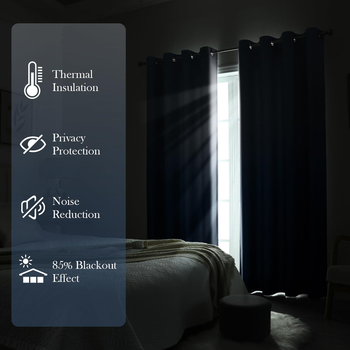HOMEIDEAS Navy Blue Ombre Blackout Curtains 52 X 84 Inch Length Gradient Room Darkening Thermal Insulated Energy Saving Grommet 2 Panels Window Drapes for Living Room/Bedroom