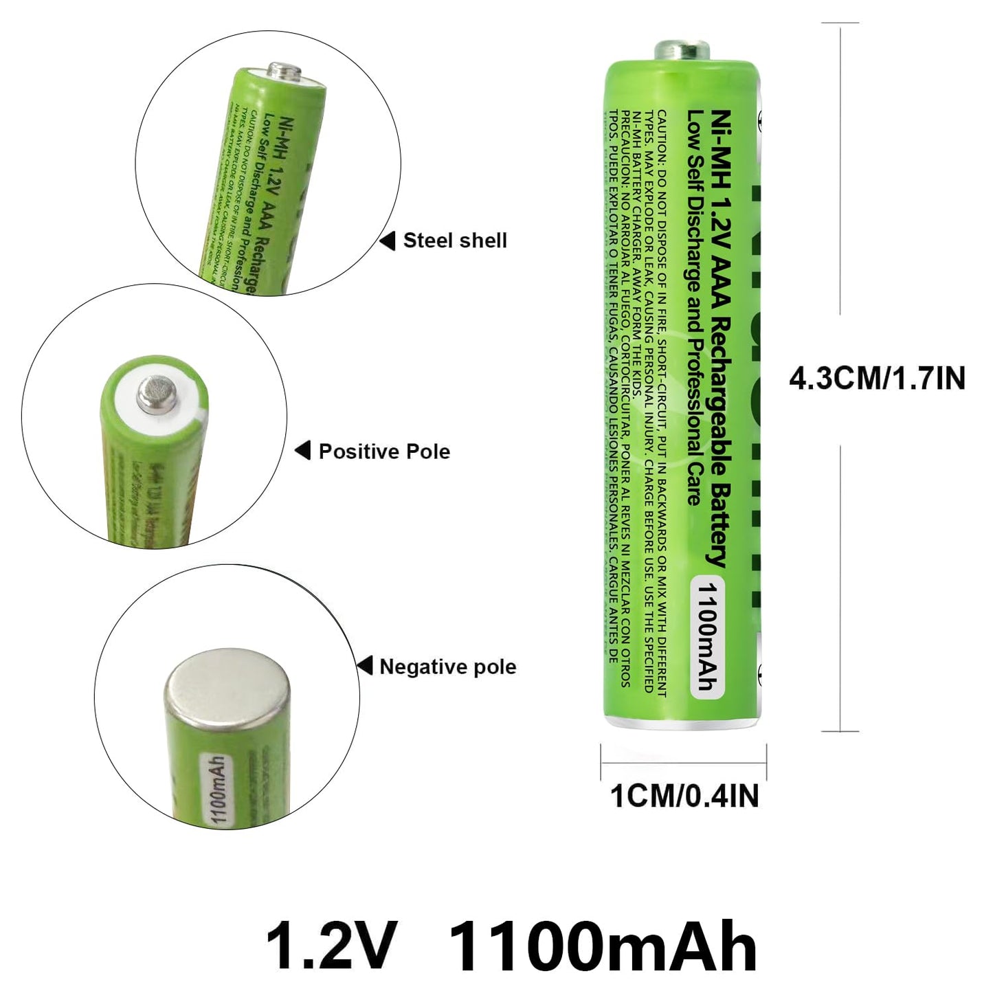 8 Pack NI-MH AAA Rechargeable Battery for Panasonic, 1.2V 1100mah AAA Rechargeable Batteries for Panasonic Cordless Phones Handset, Remote Controls, Electronics