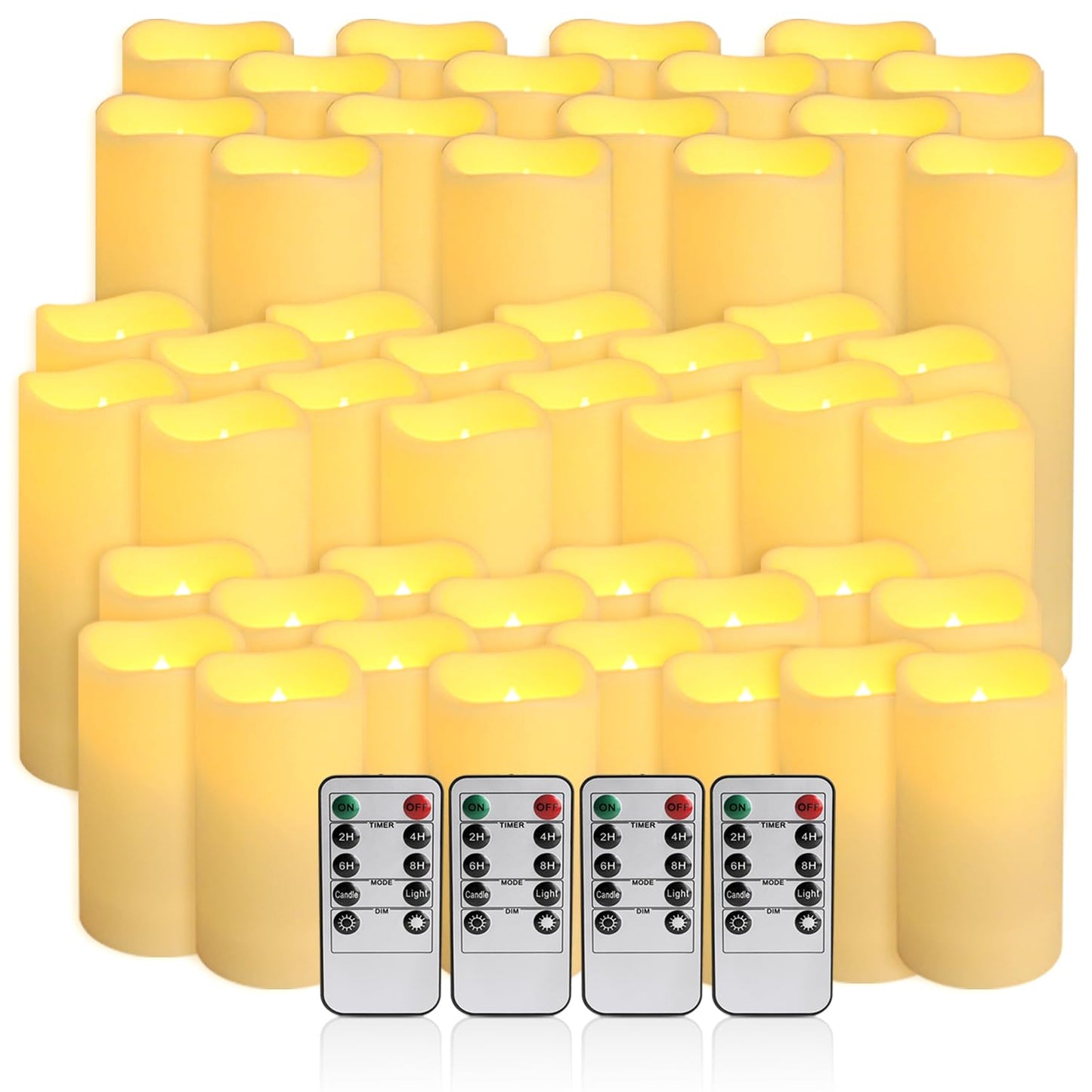 48-Piece LED Candles Set - 3 Sizes (Large, Medium, Small) - Flame Effect, Remote-Controlled, Safe & Energy-Saving for Home Decor & Emergency Use