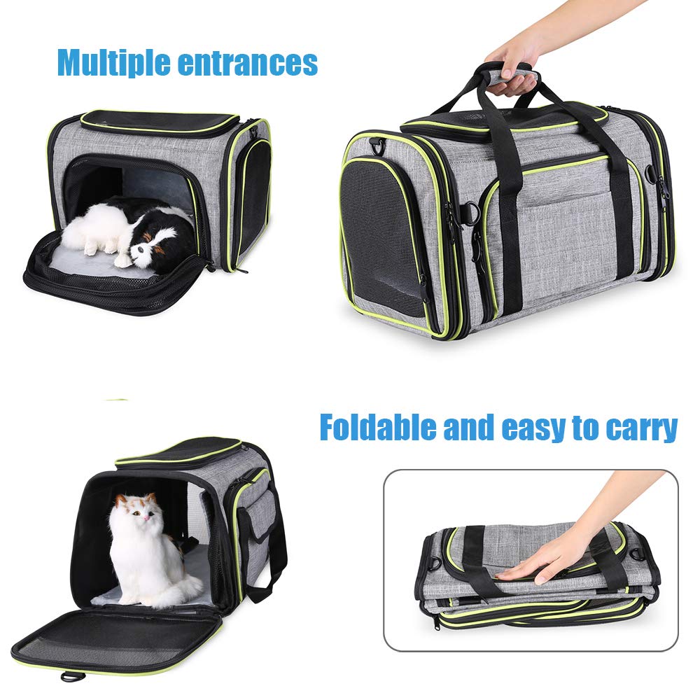 Expandable Cat Carrier, Airline Approved Soft Sided Travel Cat Carrier Bag,Soft Sided Collapsible Pet Dogs Travel Carrier Bag