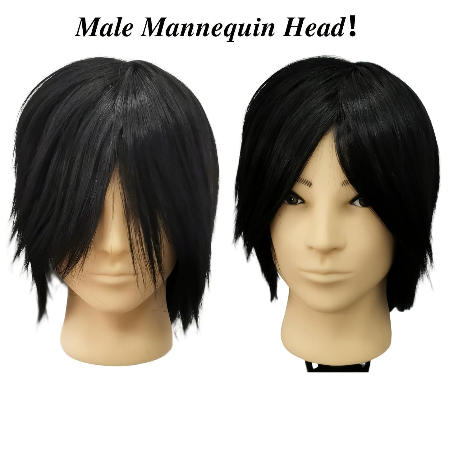 Barber Mannequin Head Male Mannequin Head Human Hair for Styling Black Hair Mannequin Head Practice Kit for Practicing Hair Cutting
