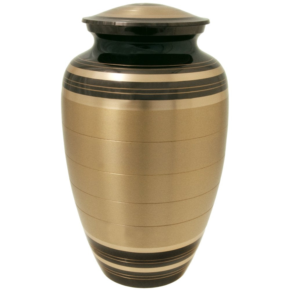 Cremation Urn: Black and Brass Urn Full Size