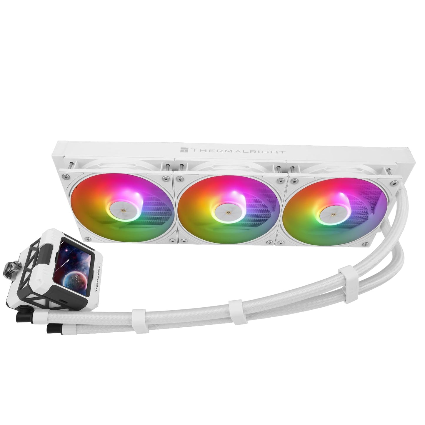 Thermalright FW 360 White ARGB-360mm AIO CPU Liquid Cooler,IPS LCD Screen with 320 * 240 Resolution,for AM4/AM5/Intel LGA1700,‘2.4 inch’Magnet-Absorbent LCD Screen for Images -White