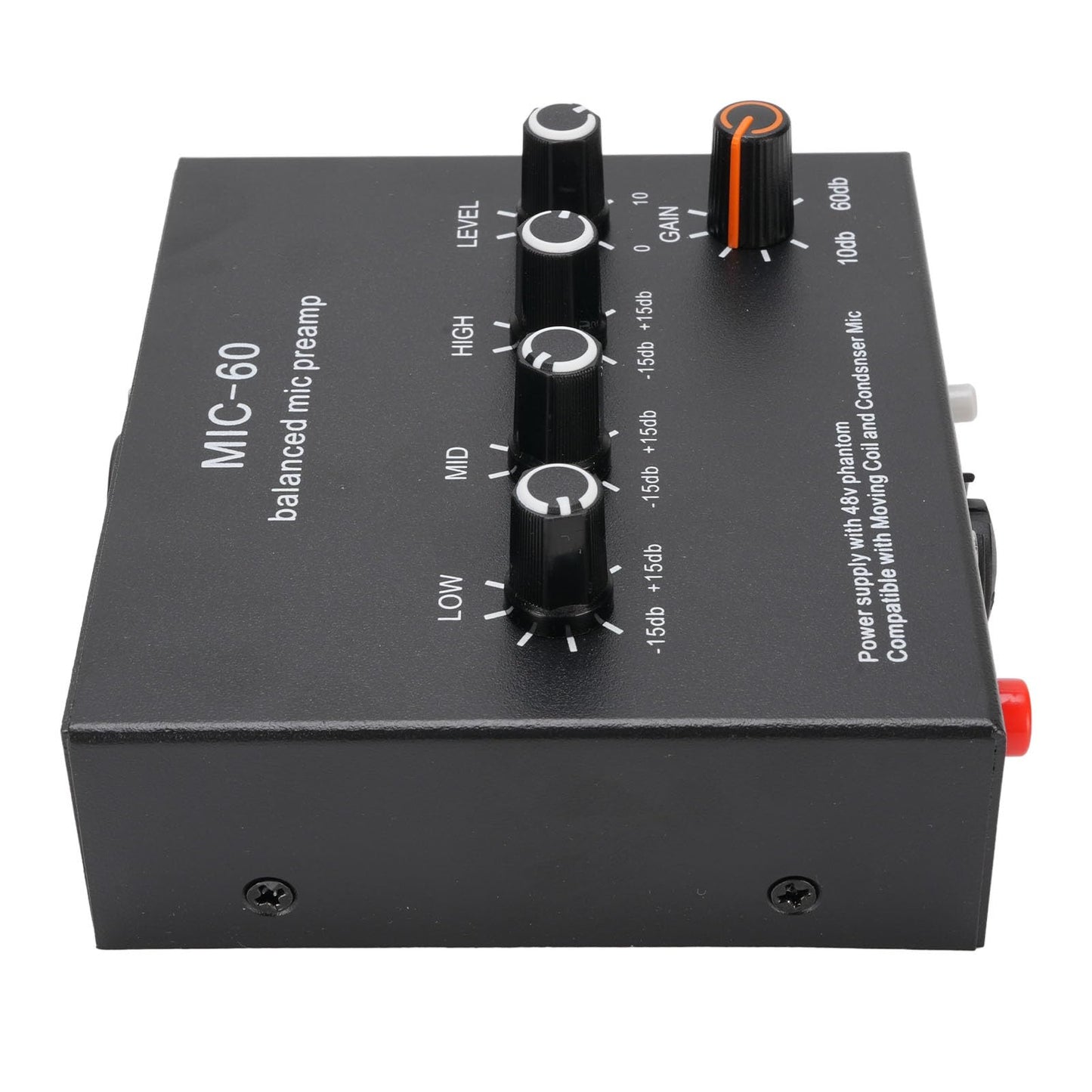 Glomora Microphone Preamp Mic Gain Booster 48V Power Supply Mic Pre Amp for Dynamic Condenser XLR 3.5mm 6.35mm Inputs Outputs (With XLR Cable)