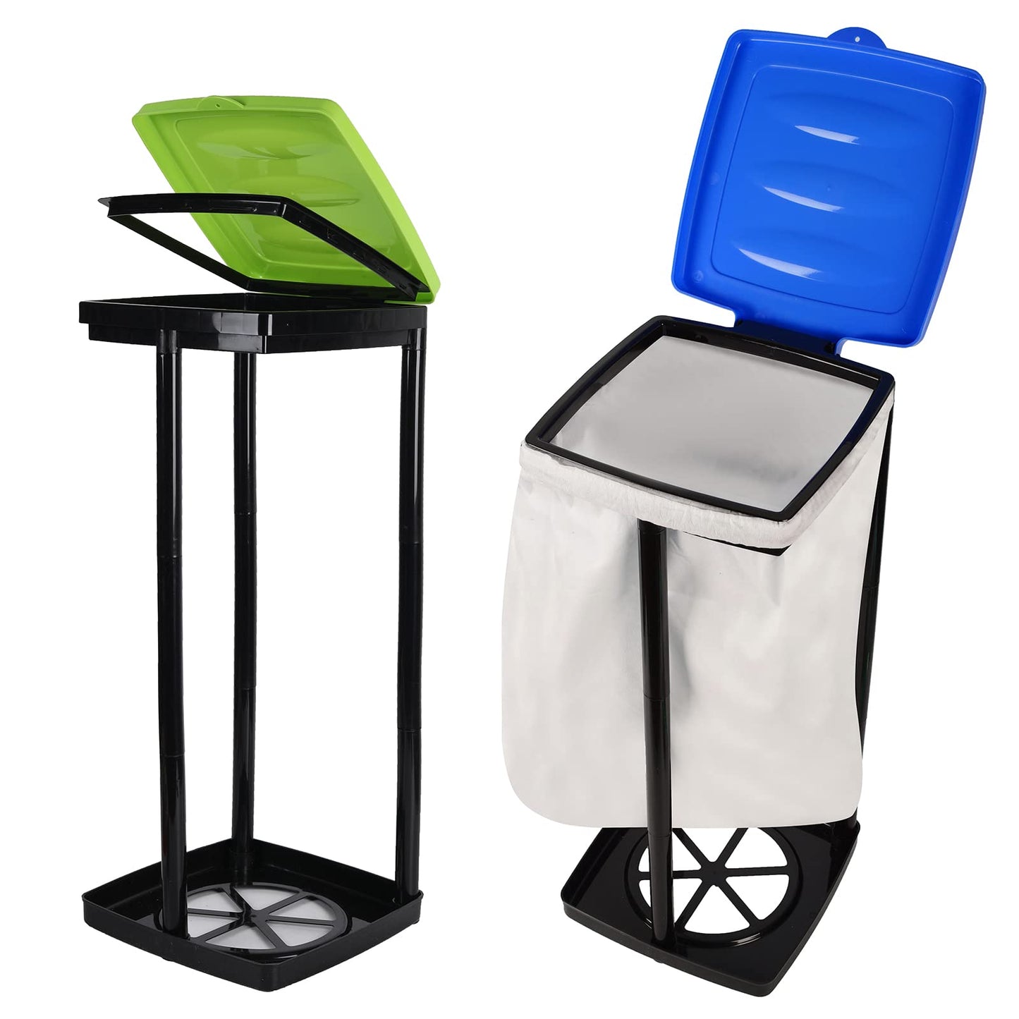 TonGass (Green & Blue, 2-Pack Collapsible Trash Bag Holder, Portable Indoor Outdoor Trashcan Suitable for 13-Gallon Trash Bags, Perfect for Camping Waste Management Solution On The Go