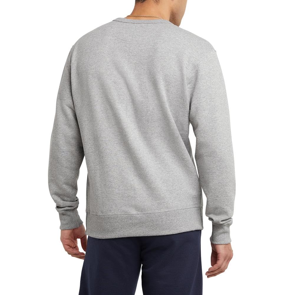 Champion Men's Powerblend Pullover Sweatshirt, Oxford Grey, Large