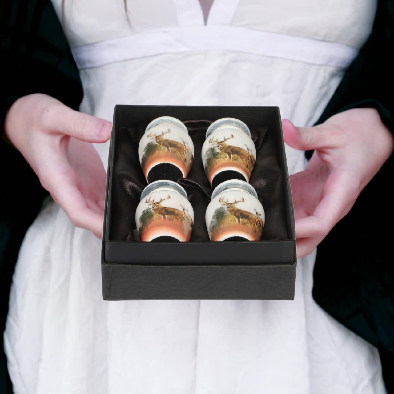 Bold & Divine Keepsake Cremation Urn | Set of 4 Keepsake Memorial Urns Burial Ash Storage Decorative Urns with Paper Funnel Velvet Carry Bag and Gift Box