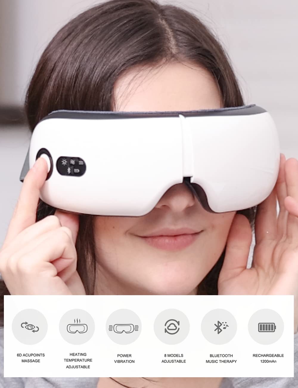 Eyeology Eye Massager with Heat, Eyes Fatigue Relief, White…