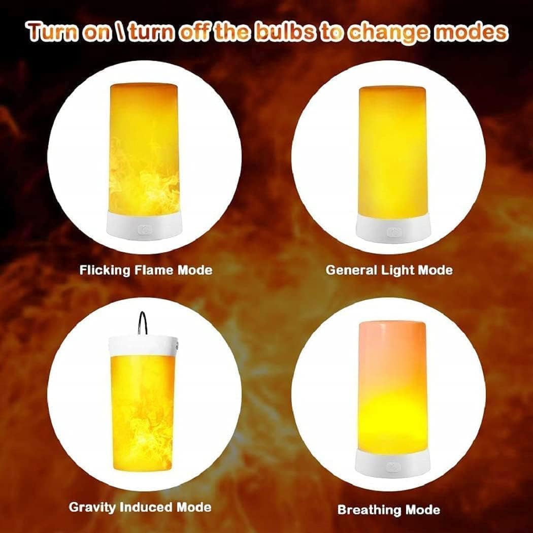 LED Flame Lights with Remote & Timer,Battery Operated Flameless Candles,Realistic Flickering Fake Fire Lamps, Outdoor Flame Lights with Gravity Sensing for Halloween/Fireplace/Party/Garden/Bar (4)