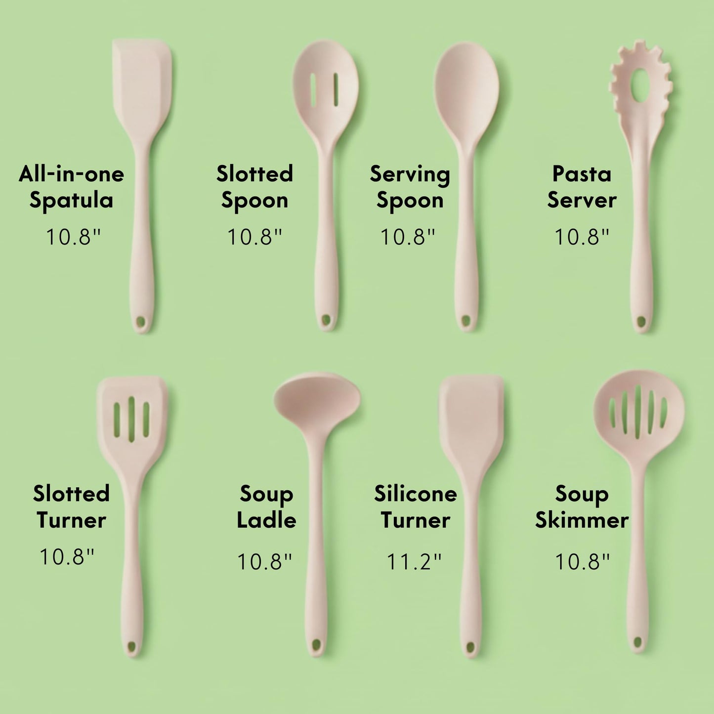 Non-Toxic Platinum Silicone Cooking Utensils Set 8 Pcs - Ziruma