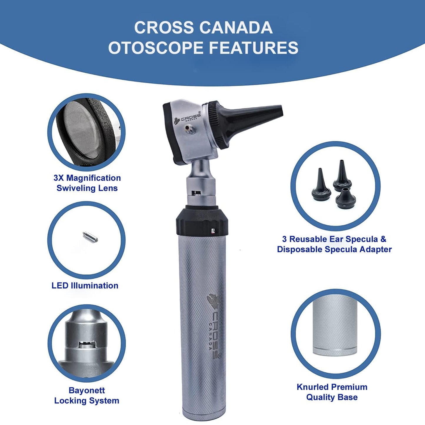 Cross Canada 11-076 LED Otoscope Diagnostic Set
