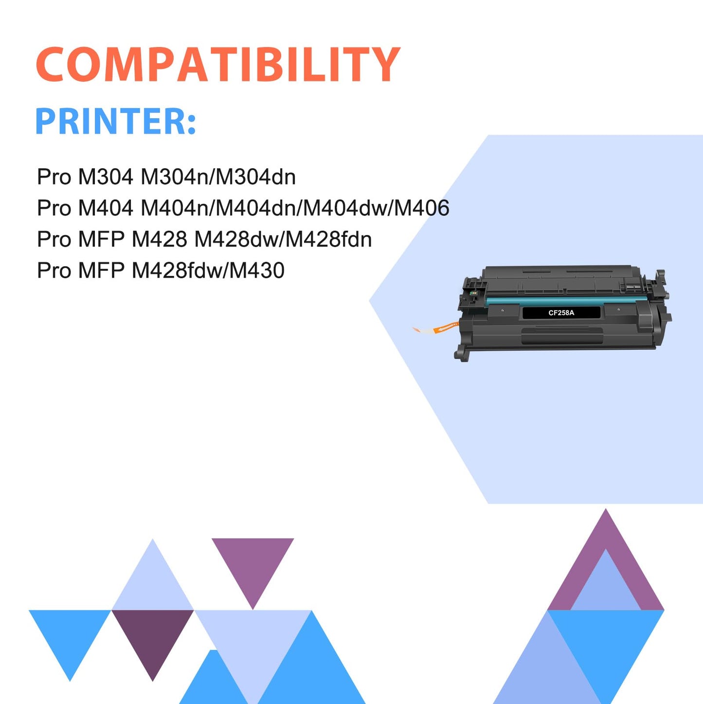 58A CF258A Toner Cartridge Black 2 Pack (with Chip) Compatible Replacement for HP CF258A 58A 58X CF258X Work for HP Laserjet Pro MFP M428fdw M428fdn M428dw M404 M428 M404n M404dn M404dw Printer Ink