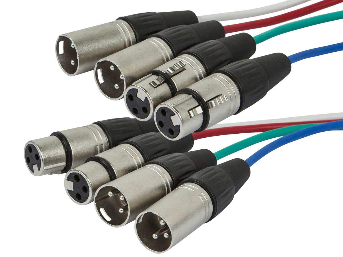 Monoprice 4-Channel XLR Male to XLR Female Snake 26AWG Cable C/d - 6 Meter (20 Feet) With 4 Balanced Mono/Unbalanced Stereo Lines