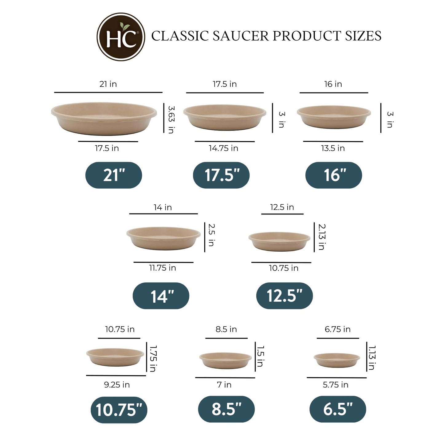 Akro-Mils SLI17000A34 Deep Saucer for Classic Pot, Sandstone, 16-Inch