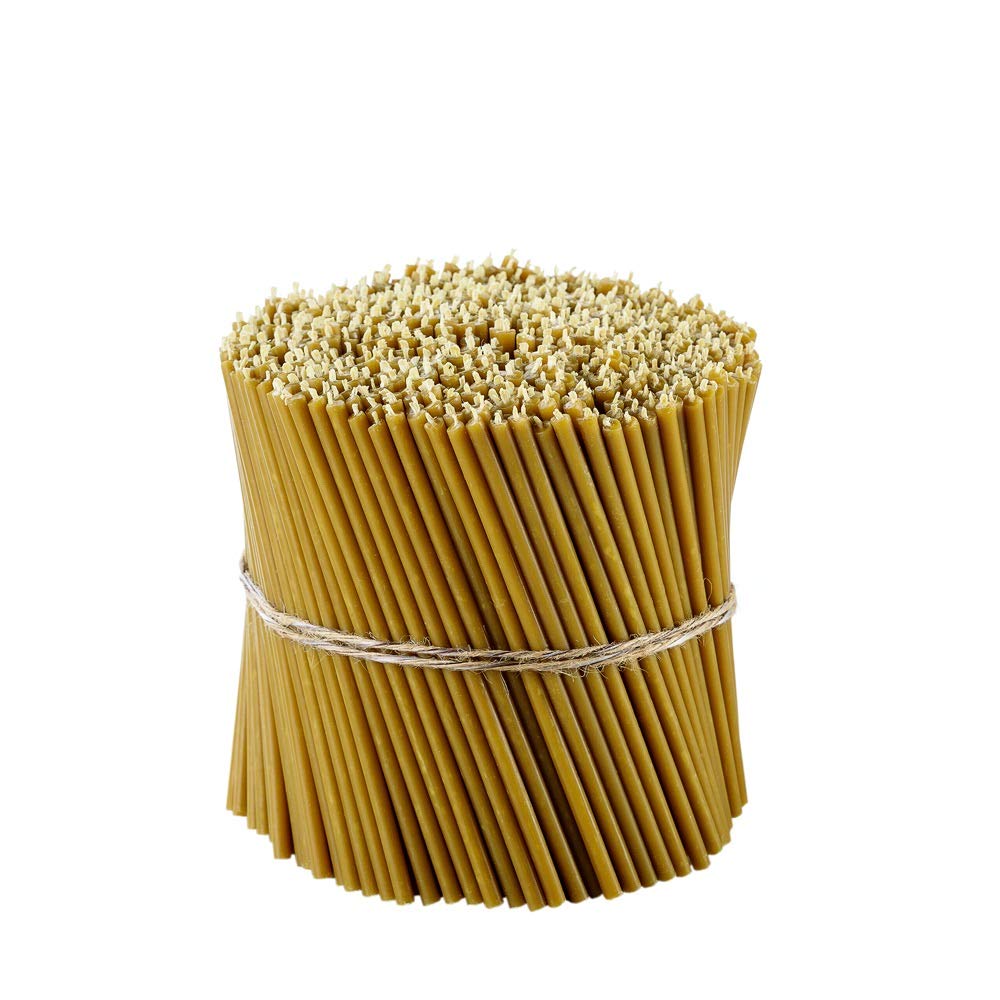 Danilovo Thin Taper Beeswax Candles - Honey-Scented, Decorative Candles Ideal for Birthday Decoration or Church Prayers - Yellow Drip Free, Tall & Smokeless Pack of 500 pcs, 16 cm x 5 mm