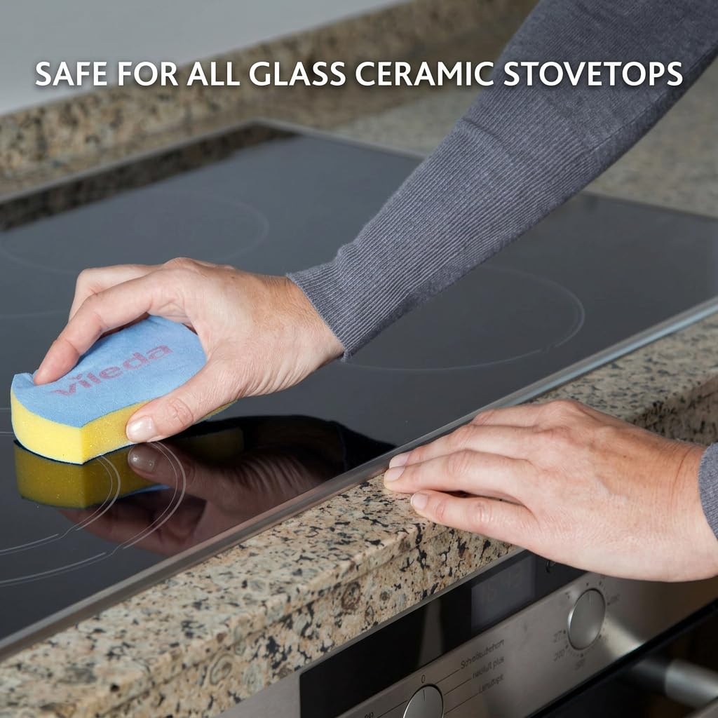Vileda Scrunge Glass Ceramic Stovetop Sponge (Value Pack of 24 Sponges) | Non-Scratch Stove Top Cleaner Scrub Sponge