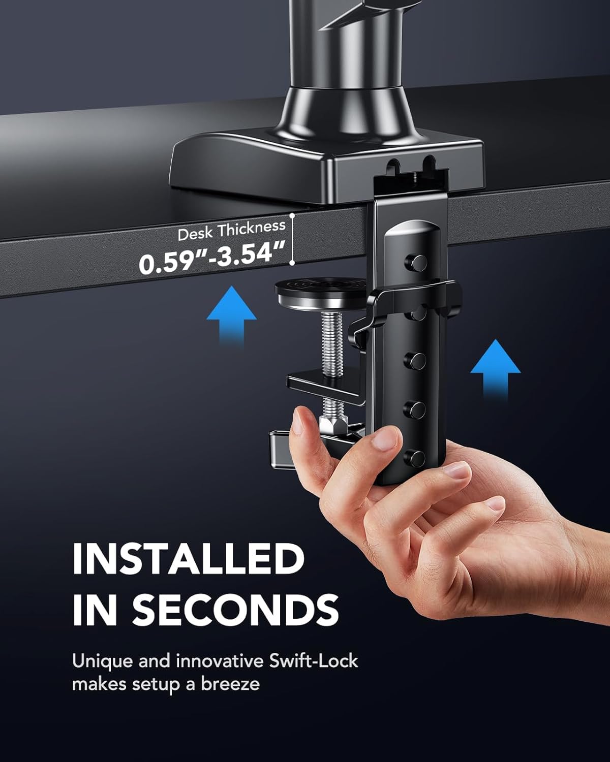 HUANUO Single Monitor Mount, 13 to 32 Inch Design Monitor Arm, Adjustable Stand, Vesa Mount with Clamp and Grommet Base - Fits 4.4 to 19.8lbs LCD Computer Monitors