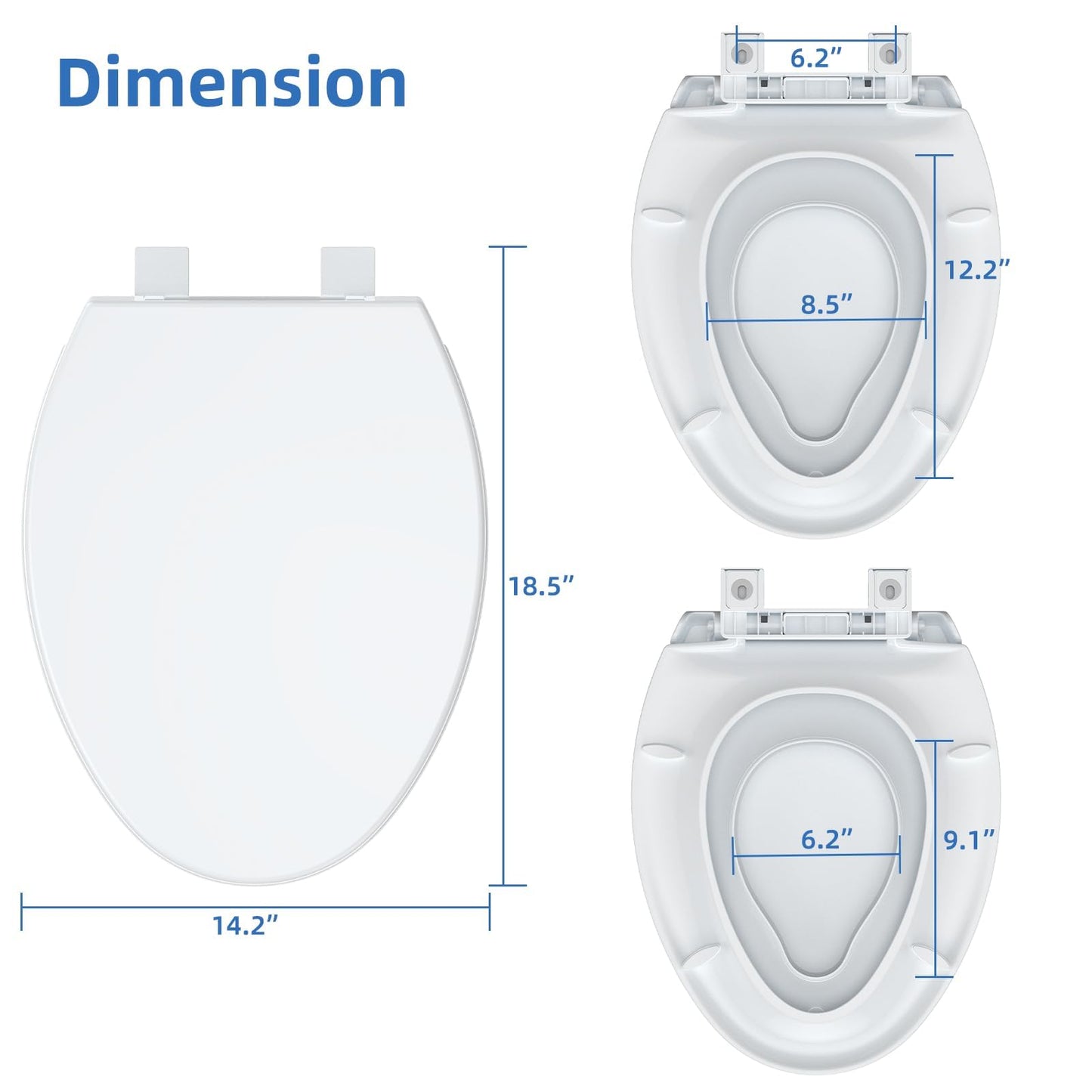 Homfan Elongated Soft-Close Toilet Seat with Built-in Toddler Potty Training Seat – Easy Installation, Durable & Quiet Close, Fits Adult & Child, Includes Quick-Detach Hinges