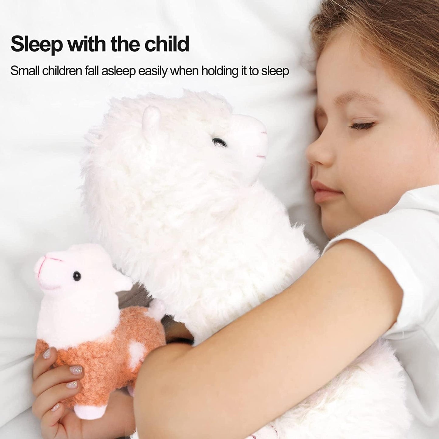Llama Stuffed Animals with 4 Baby Llamas Cute Alpaca Plush Set Kawaii Llama Soft Pillow Dolls for Girls Birthday Wedding Anniversary Presents Home Sofa Decor(Alpaca,11 Inch, 4.7 Inch)