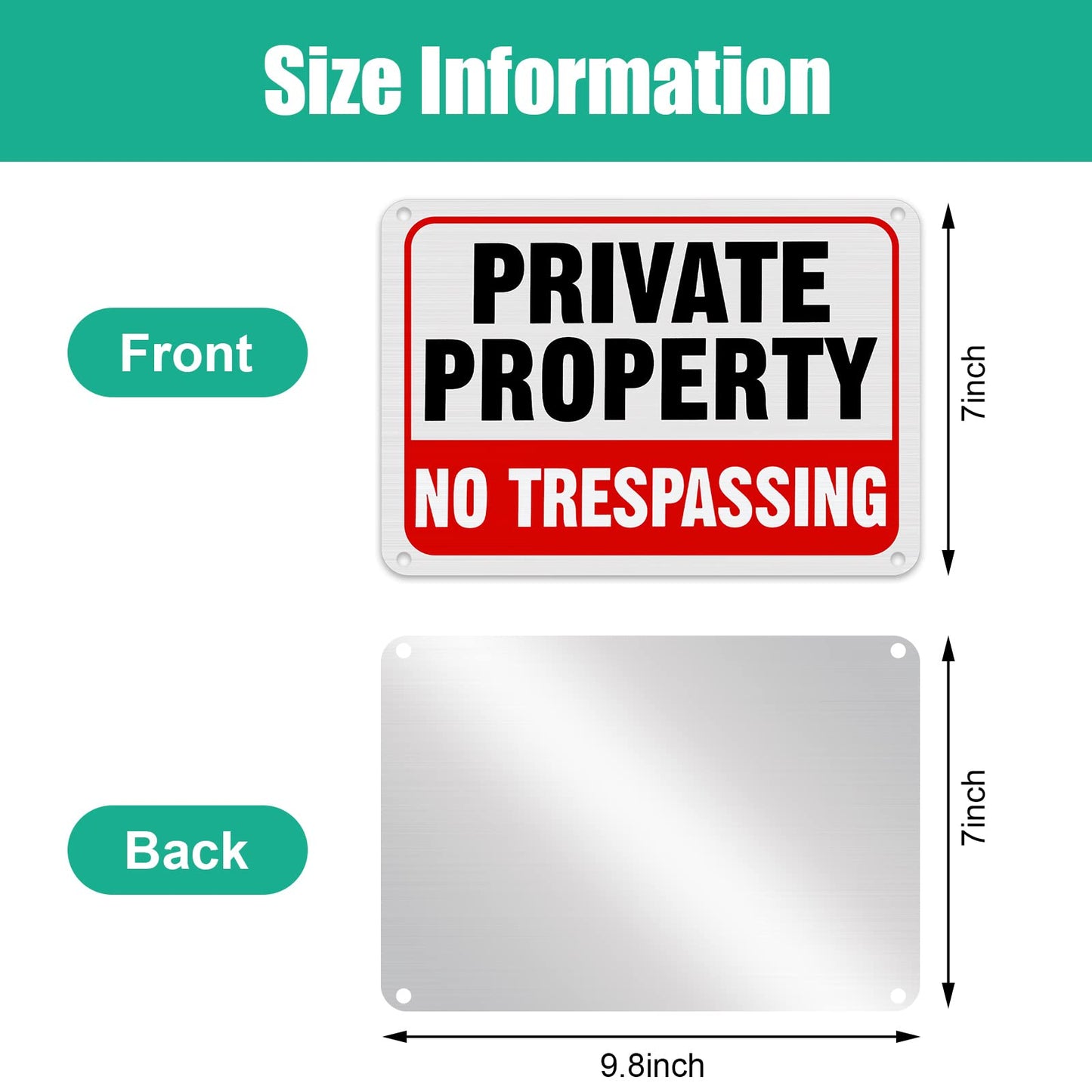 LEIFIDE 12 Pcs No Trespassing Signs Private Property Metal Reflective Aluminum No Trespassing Weatherproof Warning Signs for Property Security Outdoor Yard Home, 7 x 10 Inch(Red, Black, White)