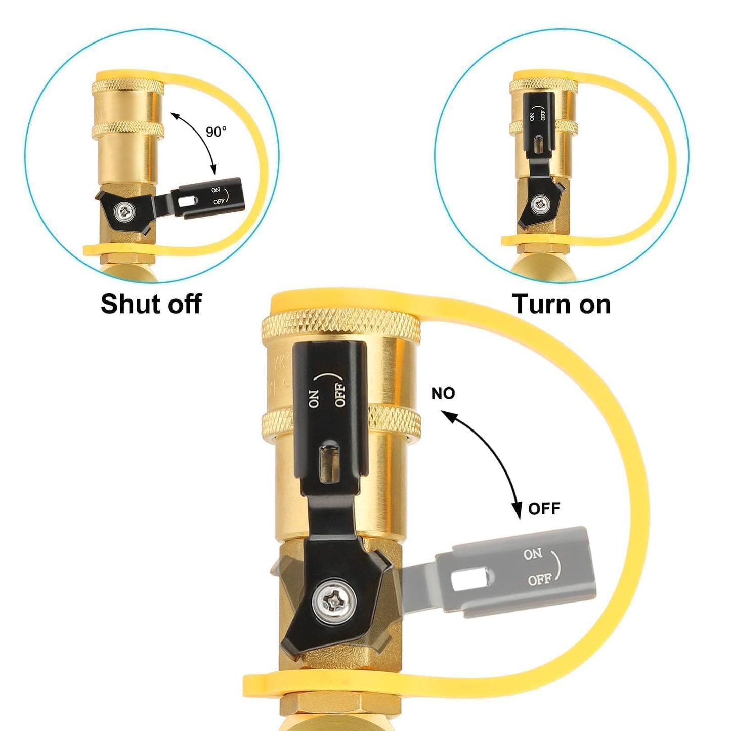 EEEKit 1/4" RV Propane Quick Connect Splitter, Solid Brass Natural Gas Y Splitter Adapter, Propane Tank Splitter, 1/4" Propane Fittings Quick Connect Disconnect Kit for BBQ Camping