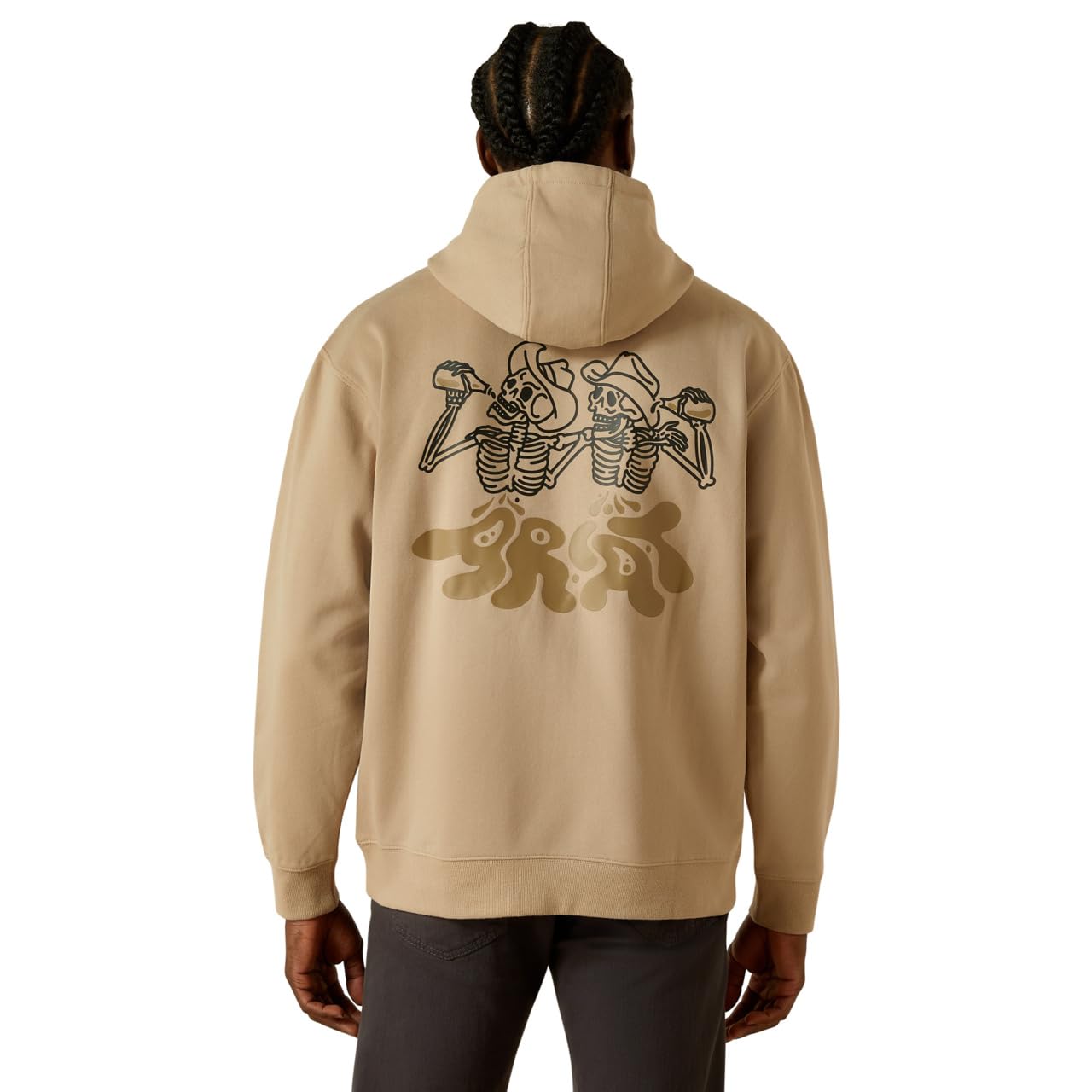 ARIAT Men's Drinking Buddies Hoodie, Beige, Small