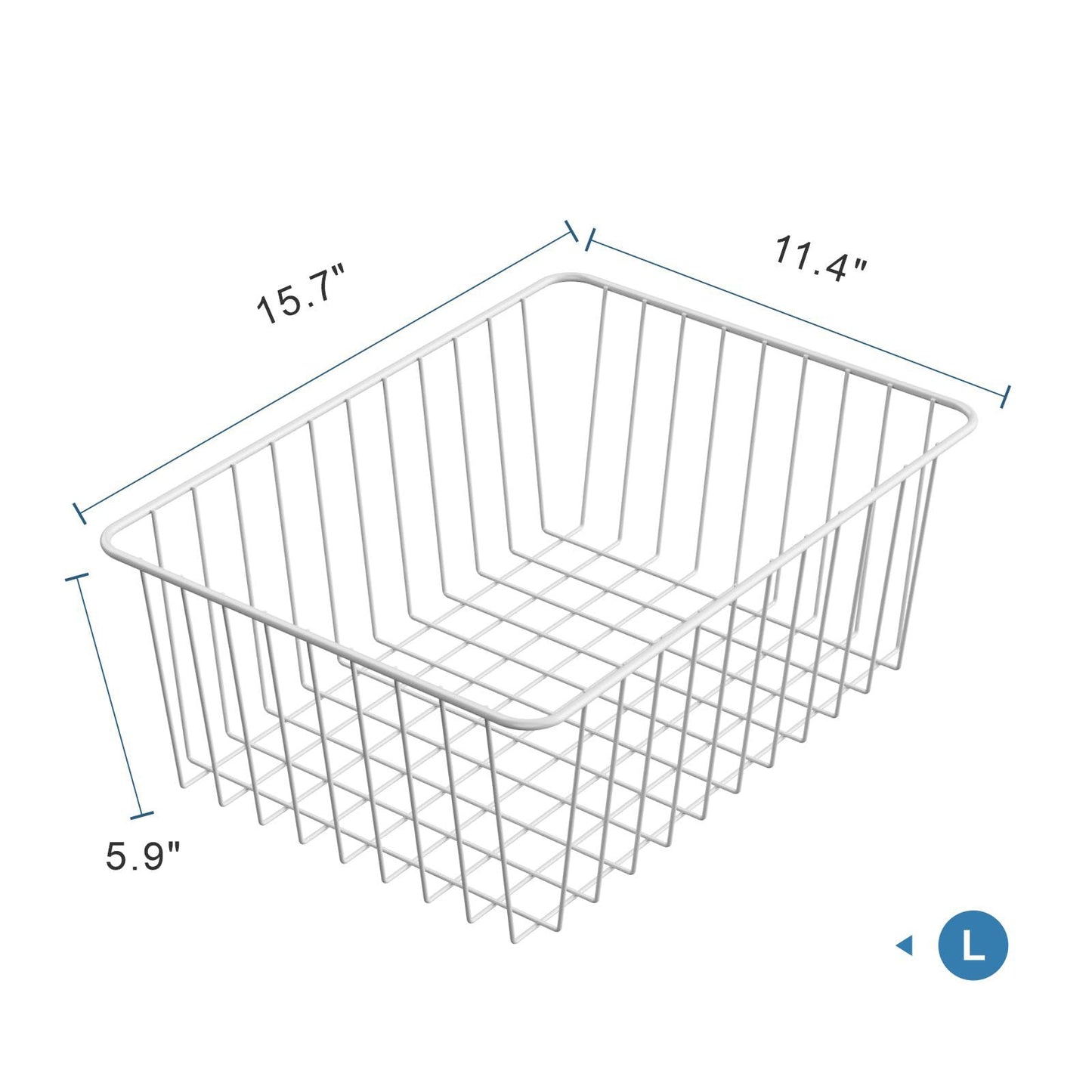 iSPECLE 6 Pack Upright Freezer Organizer Bins for 11 Cu.Ft, Heavy Duty Wire Storage Baskets with Handles, Rust-Resistant Metal Crates for Meat & Veggies, Stand Up Freezer Organization, White
