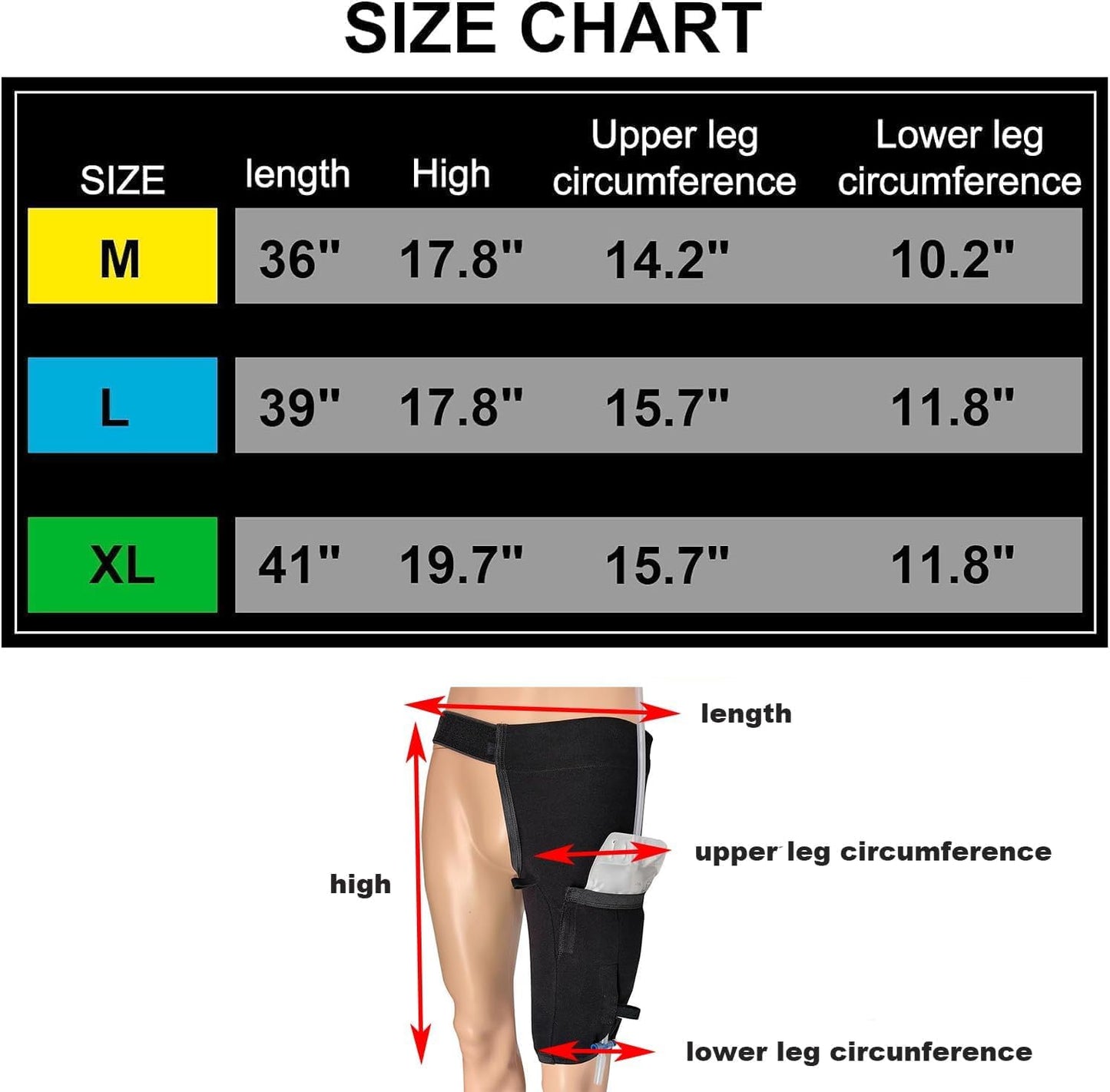 Catheter Leg Bag Holder, Urine Leg Bag Holder Cover with Waist Belt, Foley Leg Bag Sleeve for Incontinence Urine Bag, Washable and Durable (Large)