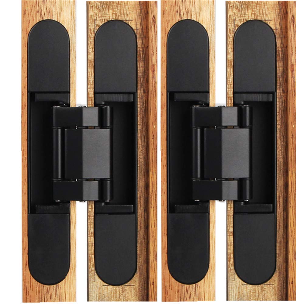 Enertai Concealed Door Hinges Heavy Duty Invisible Hidden Hinges 3-D Adjustable - 1 Pair Black(Up to 176 Lbs) Enertai