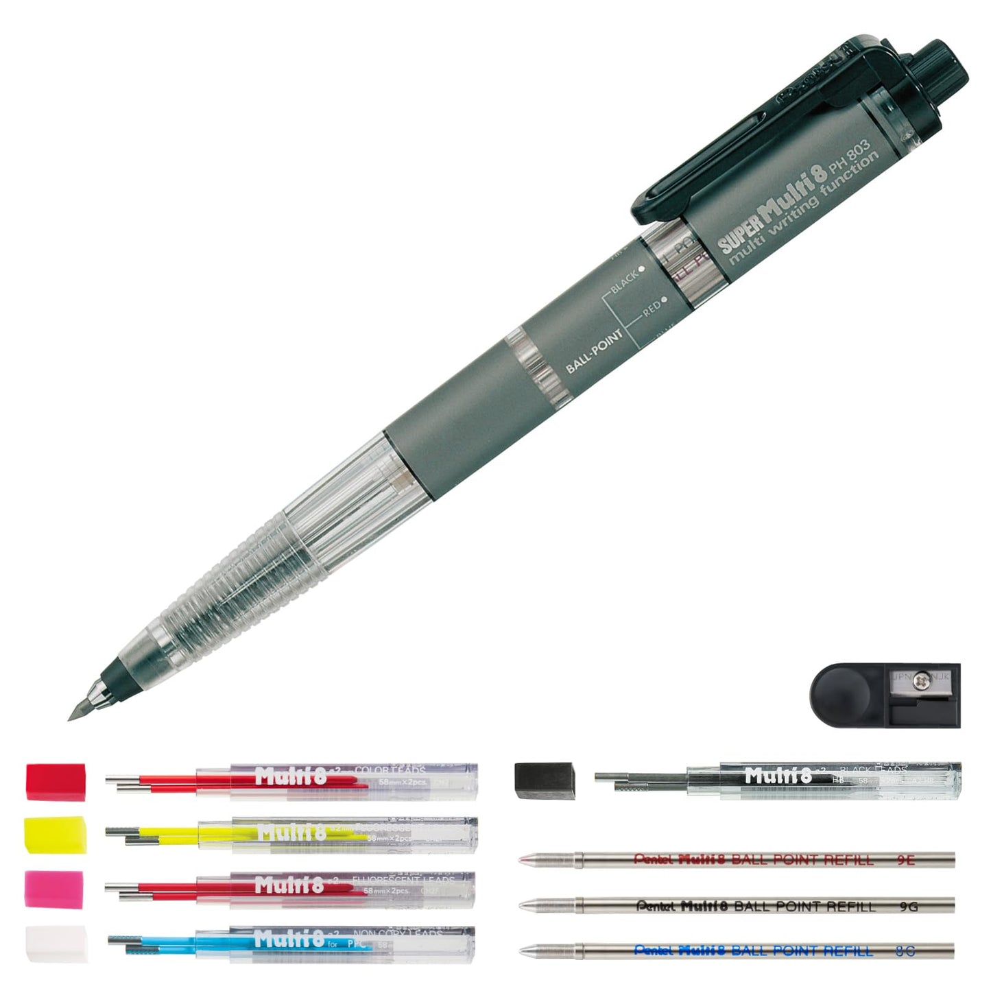 Pentel Super Multi 8 Automatic Mechanical Pencil Set (PH803ST)