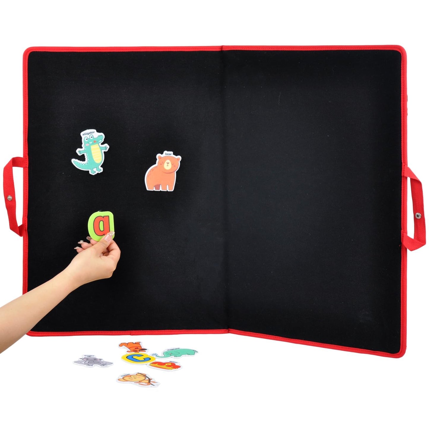 CHEFAN Large Felt Flannel Board 31.5 * 23 in, Foldable Freestanding Story Learning Board for Toddlers, Double-Sided Use for Preschool Classroom, Multi Pieces Included, Gifts for Kids
