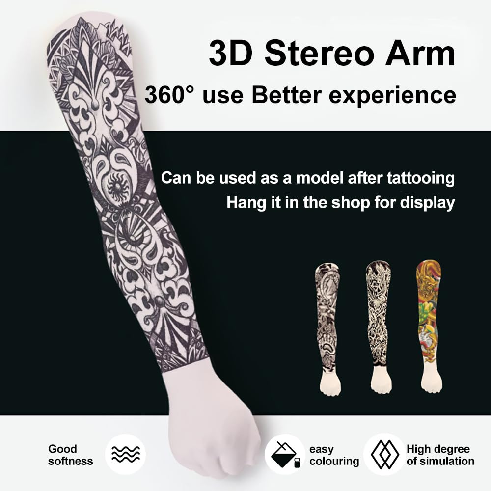 2 MM Professional Silicone Tattoo Practice Arm-Realistic Fake Skin,1:1 Simulation Arm, Store Decoration, for Tattoo Beginners And Artists(WHITE)